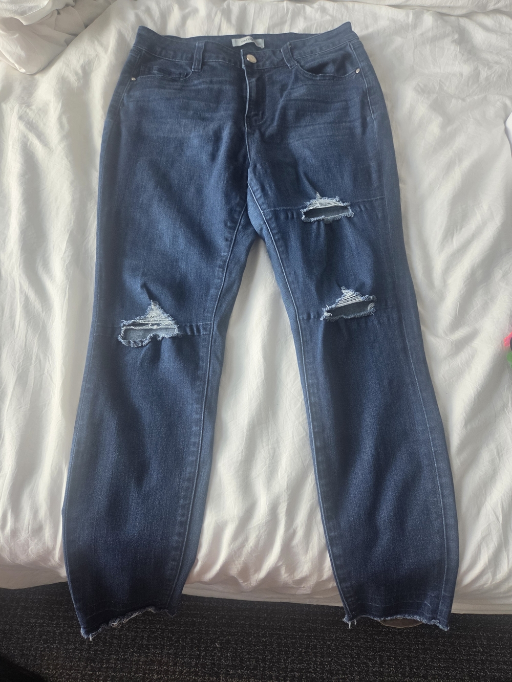 refuge Dark Blue Distressed Boyfriend Jeans
